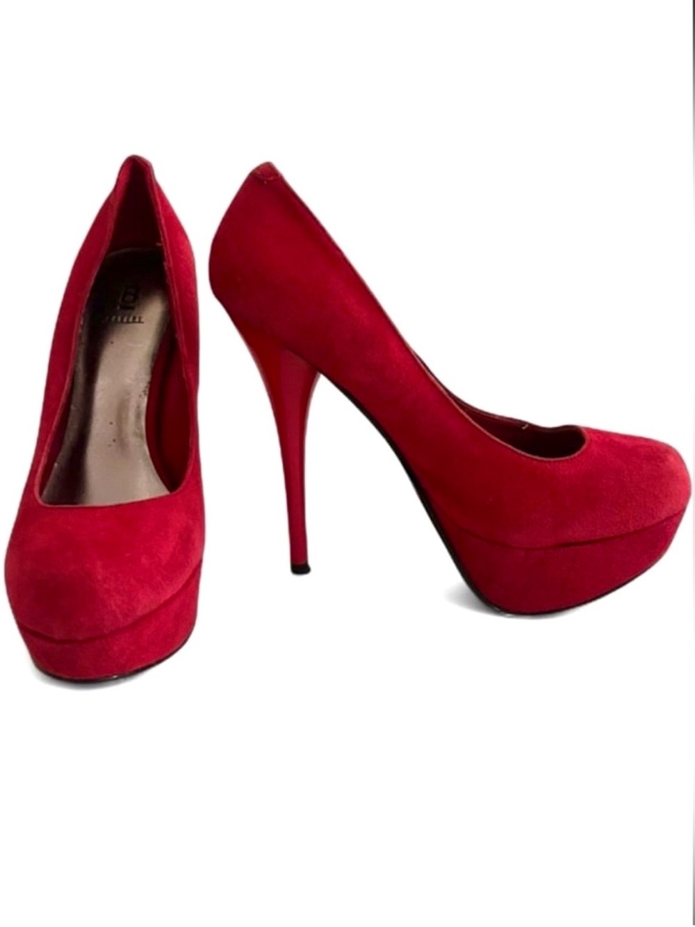 Red Suede Platform Heels